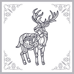 Deer zentangle arts isolated on white background