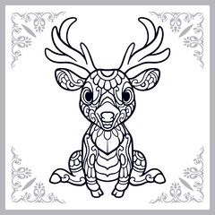 Fototapeta na wymiar Deer zentangle arts isolated on white background