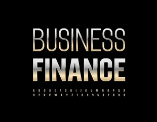 Vector modern concept Business Finance. Silver elite Font. Set of steel Alphabet Letters and Numbers