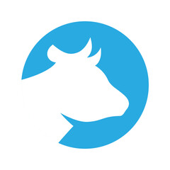 Fototapeta na wymiar Bull head silhouette. Cow symbol. Beef head silhouette. Farm animal icon isolated on white background.