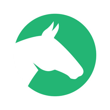 Horse head silhouette. Horse symbol. Stallion head silhouette. Farm animal icon isolated on white background.