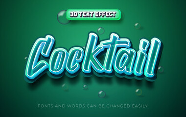 Cocktail drink 3d editable text effect style