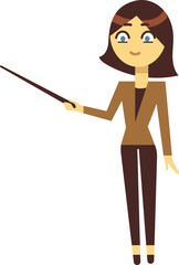 Fototapeta premium School female teacher character. Woman with wooden stick