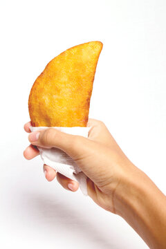 Fritish empanada stuffed with meat. Traditional food in Venezuela and Colombia
