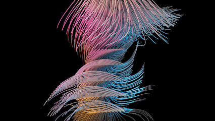 Pastel colors abstract wavy lines 3D illustration