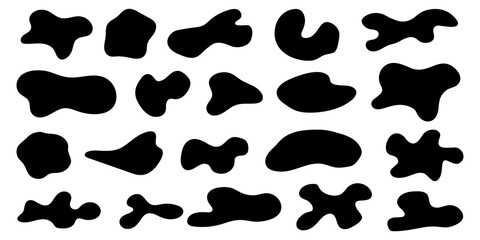 Big vector collection of abstract organic black shapes. Abstract organic drops. Vector illustration