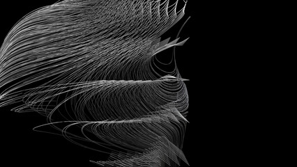 Metal abstract wavy lines 3D illustration