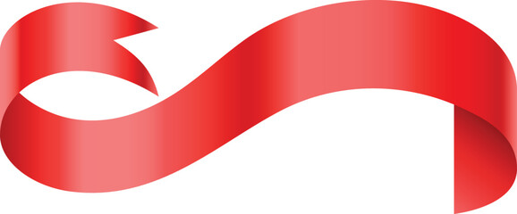 Red ribbon. Realistic silk textile flag mockup