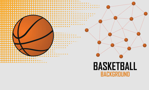 Basketball background with halftone grunge and geometric shape