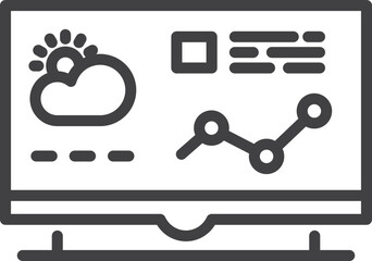 Obraz premium Weather app on tv screen. Television forecast symbol