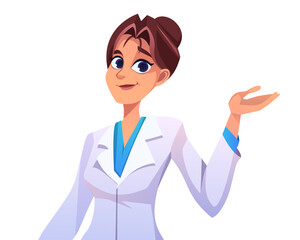 Cartoon illustration of a friendly doctor.