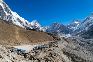 Beautiful view of the Gorak Shep village, Everest Base Camp trek, Nepal