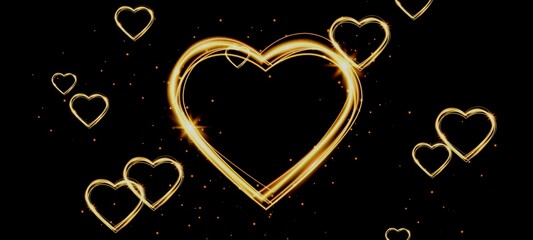 golden heart on black background 