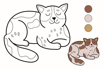 cute kitten cartoon character coloring book page
