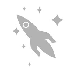 rocket icon, on stars background, vector illustration