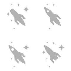 rocket icon, on stars background, vector illustration