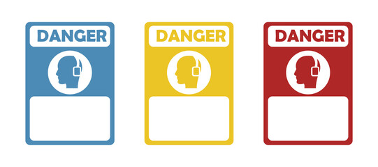 Headphone danger icon, vector illustration