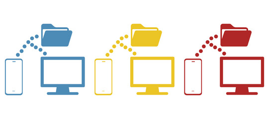 icon of transferring files from one medium to another, vector illustration