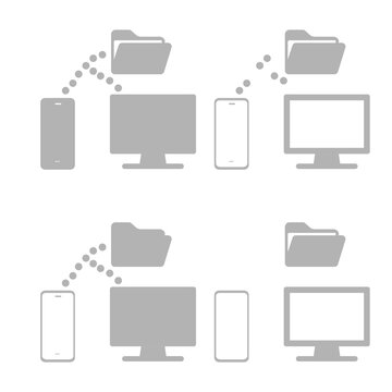 icon of transferring files from one medium to another, vector illustration