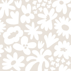 Abstract seamless pattern with cute hand drawn meadow flowers. Fashion stylish natural background.