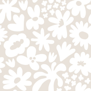Fototapeta Abstract seamless pattern with cute hand drawn meadow flowers. Fashion stylish natural background.