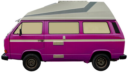 small pink camper van isolated