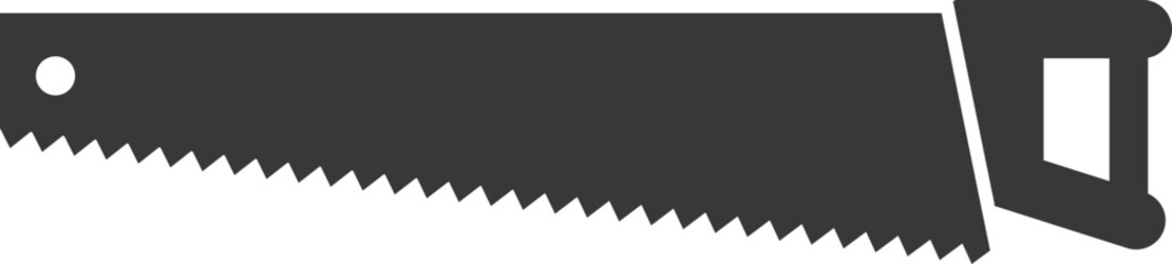 Hand saw icon. Black wood cutting tool