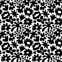 Abstract seamless pattern with cute hand drawn meadow flowers. Fashion stylish natural background.