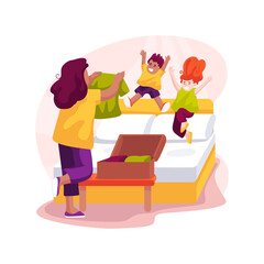 Hotel room isolated cartoon vector illustration.