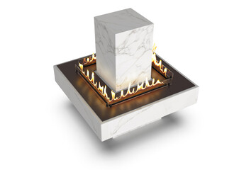 Burning bio fireplace isolated on white background.