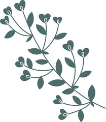 Decorative natural plant branch. Botanical print element