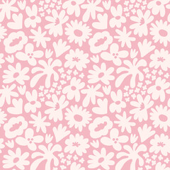 Abstract seamless pattern with cute hand drawn meadow flowers. Fashion stylish natural background.
