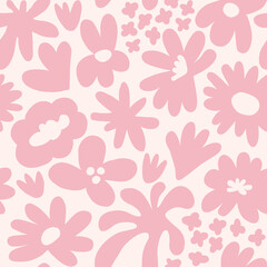 Abstract seamless pattern with cute hand drawn meadow flowers. Fashion stylish natural background.