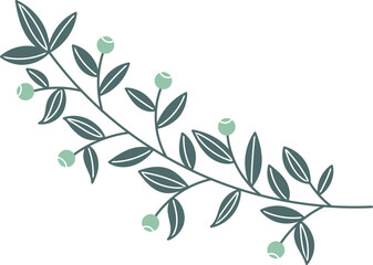 Herbal branch wedding decor element. Botanical print