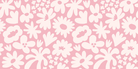 Abstract seamless pattern with cute hand drawn meadow flowers. Fashion stylish natural background.