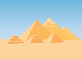 Fototapeta na wymiar Egypt Background, Desert, Pyramid, Travel, Landscape, Tourism, Summer, Vector Illustration. 