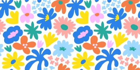 Abstract seamless pattern with cute hand drawn meadow flowers. Fashion stylish natural background.