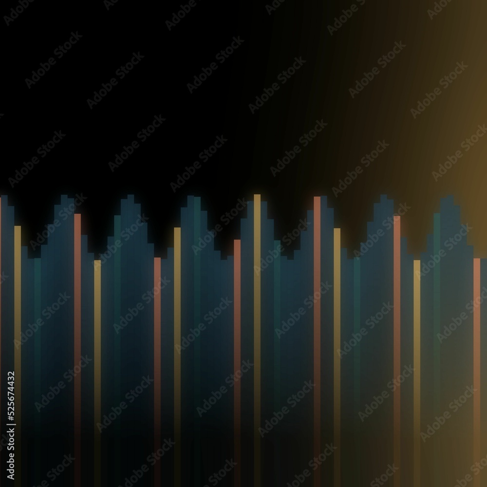 Poster abstract colorful illustration of stylized sound frequency equalizer element rainbow lines and wave