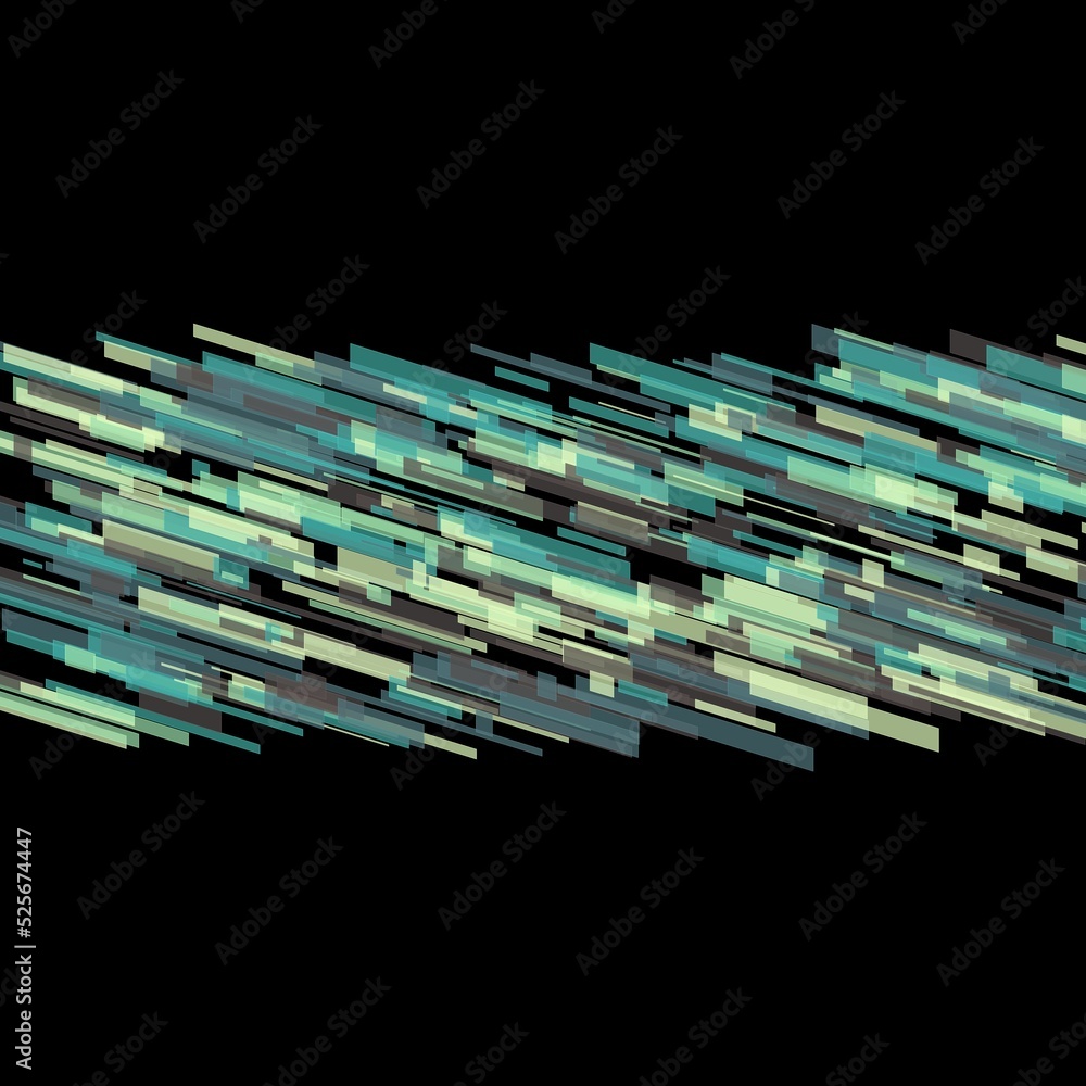 Poster abstract geometric speed line multi neon colored flares shapes and grid on a isolated black bg
