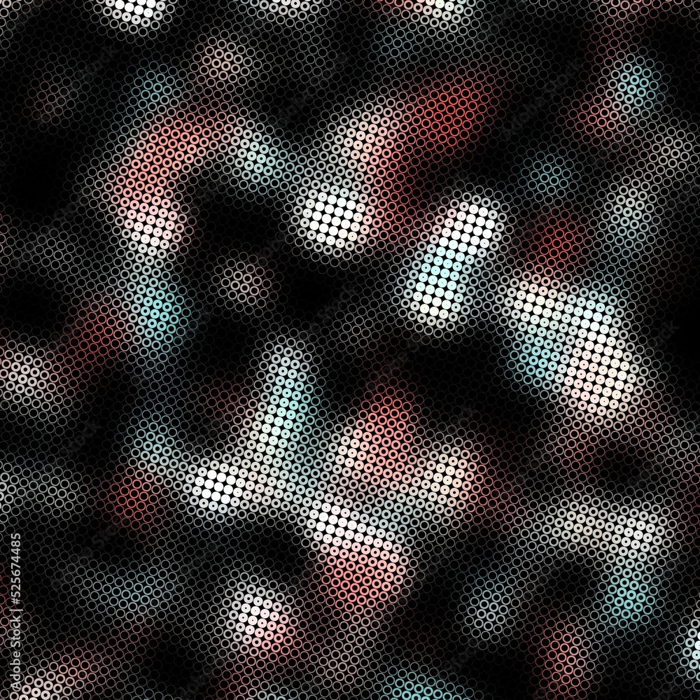 Sticker Modern Stylish Halftone Texture with Random multicolored Size circles and rings as Chaotic Mosaic