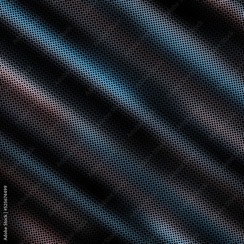 Poster modern stylish halftone texture with random multicolored size circles and rings as chaotic mosaic