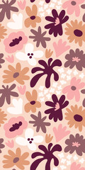 Abstract seamless pattern with cute hand drawn meadow flowers. Fashion stylish natural background.