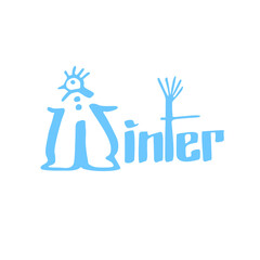 Creative Winter Phrase with Snowman. Writing hand sketch. Typography greeting inscription vector illustration.
