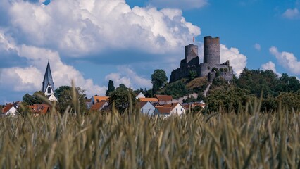 Town and The Castle of Loarre on top of a hill, Huesca, Spain
