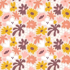 Keuken spatwand met foto Abstract seamless pattern with cute hand drawn meadow flowers. Fashion stylish natural background. © Oleksandra