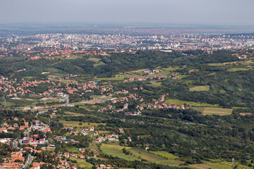 Fototapeta premium Landscape from Avala Tower near city of Belgrade, Serbia