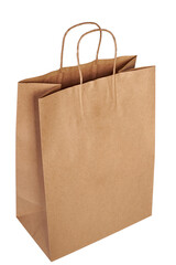 A brown paper bag removed slightly to the side. Craft bag insulated on a white background.