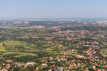 Obraz premium Landscape from Avala Tower near city of Belgrade, Serbia