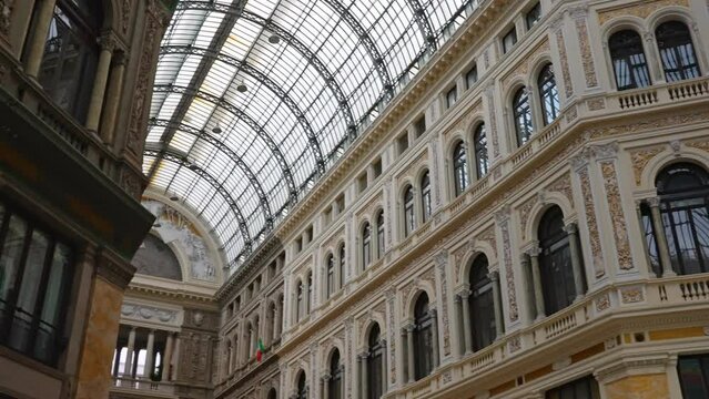 Galleria Umberto I shopping gallery in Naples, Italy.