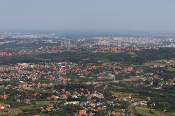 Landscape from Avala Tower near city of Belgrade, Serbia